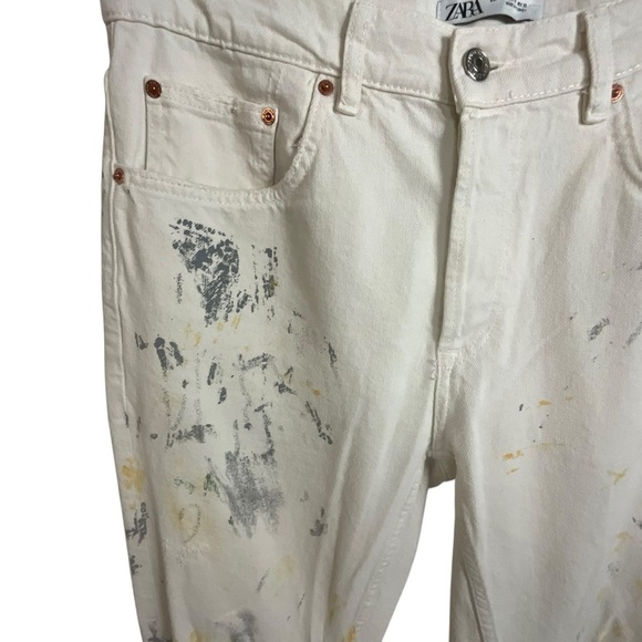 Zara Men Paint Spatter Ripped White Multi Colored Jeans - Picture 12 of 16